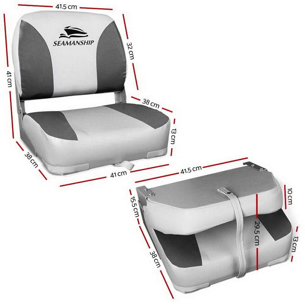 Seamanship 2X Folding Boat Seats Marine Swivel Low Back 13cm Padding