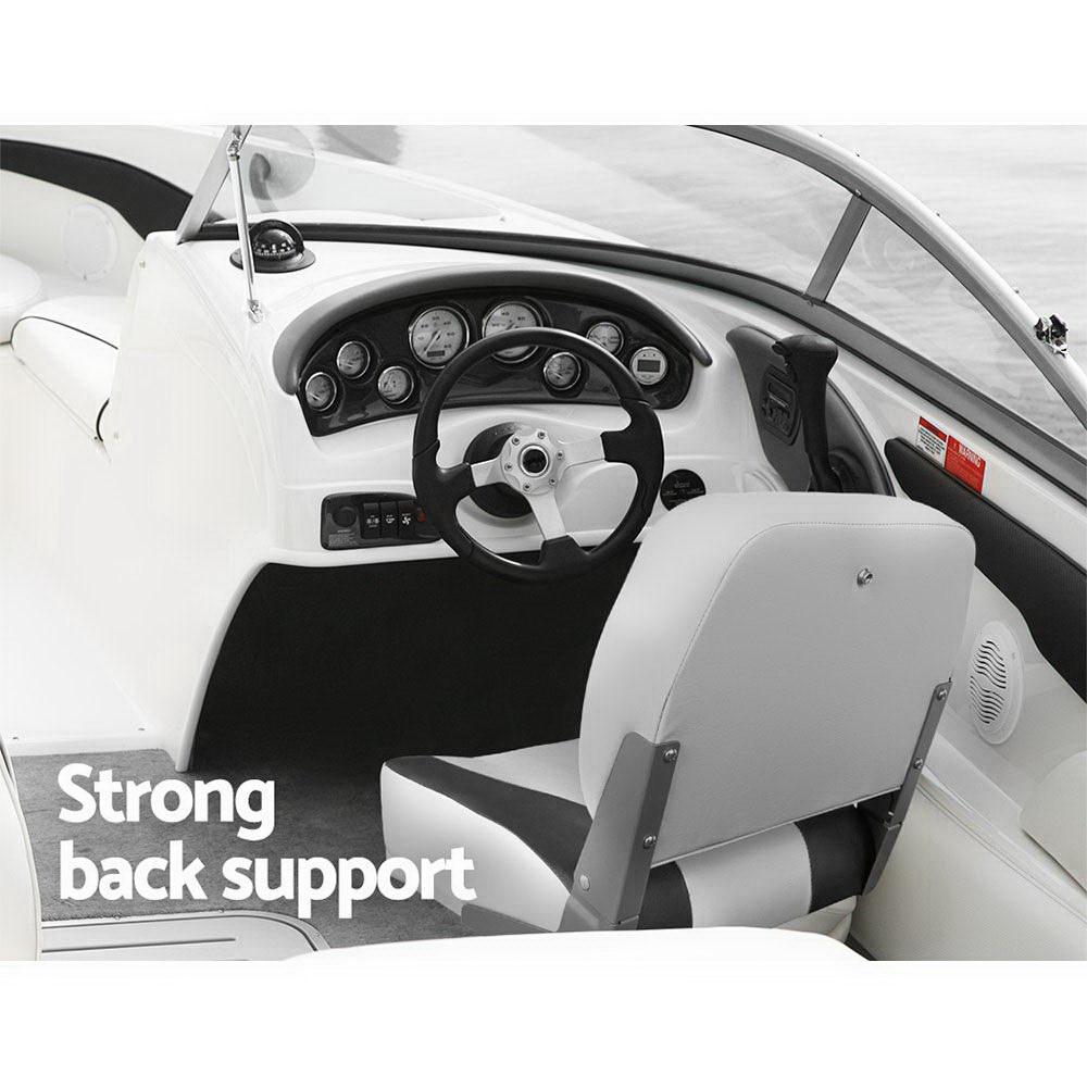 Seamanship 2X Folding Boat Seats Marine Swivel Low Back 13cm Padding