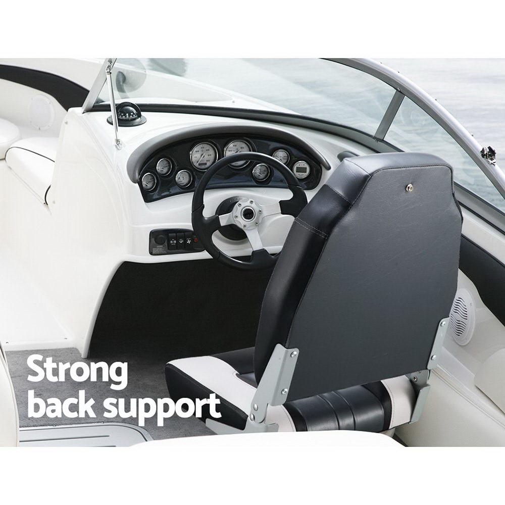 Seamanship 2X Folding Boat Seats Marine Seat Swivel High Back 12cm