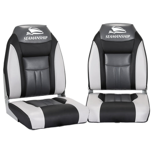 Seamanship 2X Folding Boat Seats Marine Seat Swivel High Back 12cm